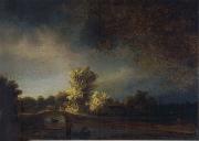 REMBRANDT Harmenszoon van Rijn Landscape with a Stone Bridge oil on canvas